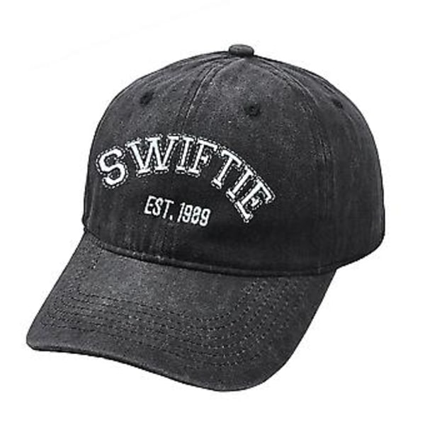 Herr & Dam Taylor Swift Swiftie 1989 Retro Basebollkeps Unisex Sport Justerbar Broderad Solkeps Unisex Fans Presenter (Svart)