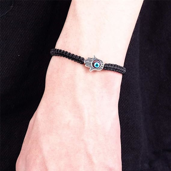 Handgjord String Armband med Onda Ögat för Kvinnor Män Flickor Pojkar Svart