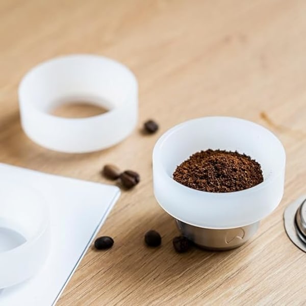 2 st kaffekapslar tygpulver fast ring återanvändbar kaffekapsyl