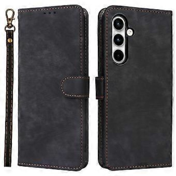 Læder Wallet Case med RFID-blokering til Samsung Galaxy A35 5G - Sort (Sort)
