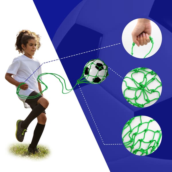 Fotball Kick Trainer Bobble Net Bag Nylon Mesh Pocket Blå Grønn 2stk S