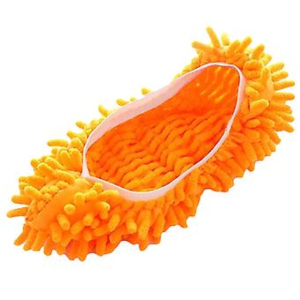 Tvättade Lazy Mop Dammskor Golvrengöring Hemstädningsskor (2 st Orange)