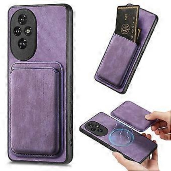 D12 For Honor 200 5G Etui Læder+TPU Retro Telefon Cover med Aftagelig Kort Slot (Style E)
