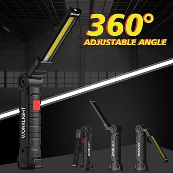 Genopladelig arbejdslampe værkstedslampe COB lommelygte (stor, 2 stk.)