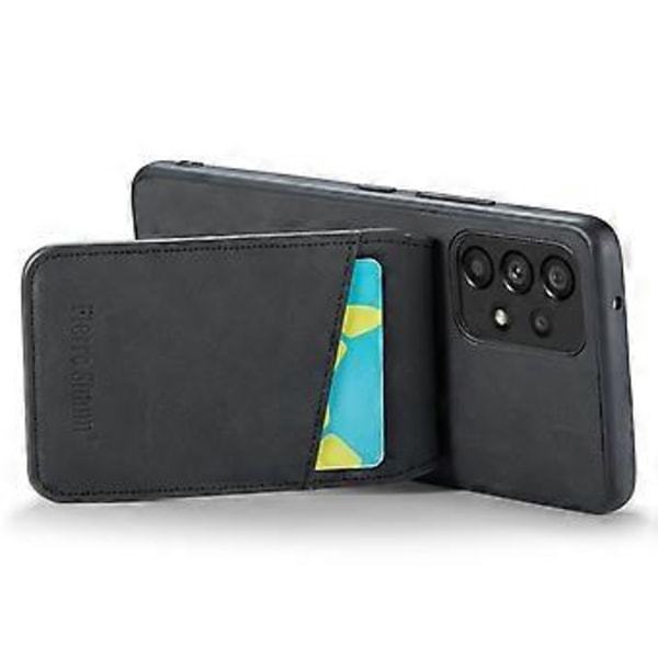 FIERRE SHANN Samsung Galaxy A23 4G/A23 5G (Globaali versio) korttipaikallinen puhelinkotelo - Musta (Musta)