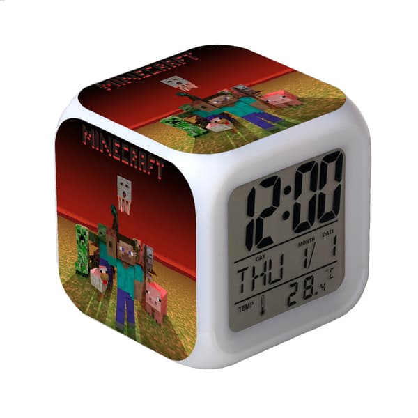 Digital Multifunktionell Väckarklocka Minecraft Väckarklocka LED-Edition
