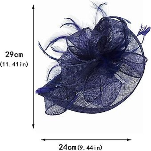 Fascinatorer för Kvinnor Bröllopsfascinator Hatt Blomma Nät Fjäder Hårband QE-Grå