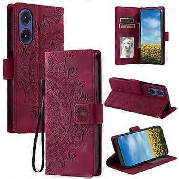 Style 018 Til Motorola Moto G85 5G Etui Præget Totem Hudfølelse Tegnebog Læder Telefon Cover (Style C)