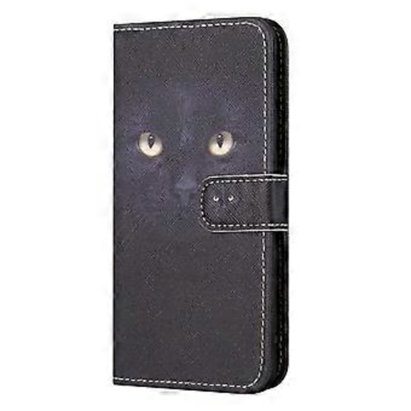 För Xiaomi Redmi Note 13 4G Mobilskal Läder 3D Mönster Magnetiskt Fodral (Cat&#39;s Eye)