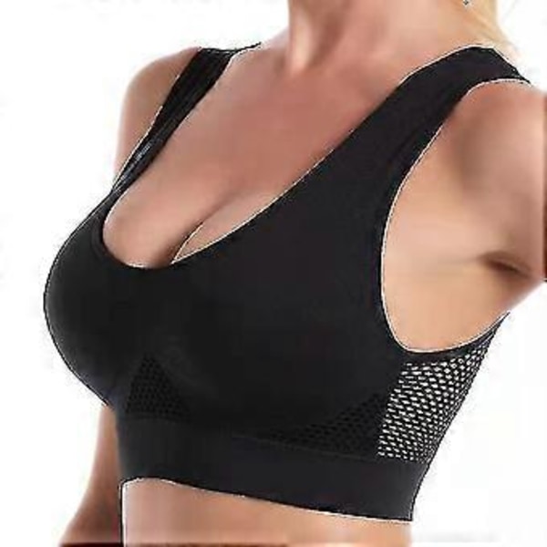 Sports-BH Sømløs Plus Size Sexy Push Up Bralette Kvinders BH Uden Støttebøjler Top Kvindelig Pitted Trådløs BH Tube Top (L Sort)