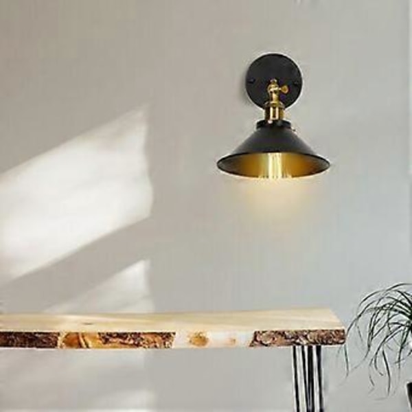 Industriell Vägglampa Vintage E27 26cm Justerbar Vägglampa 2-i-1 Taklampa Svart