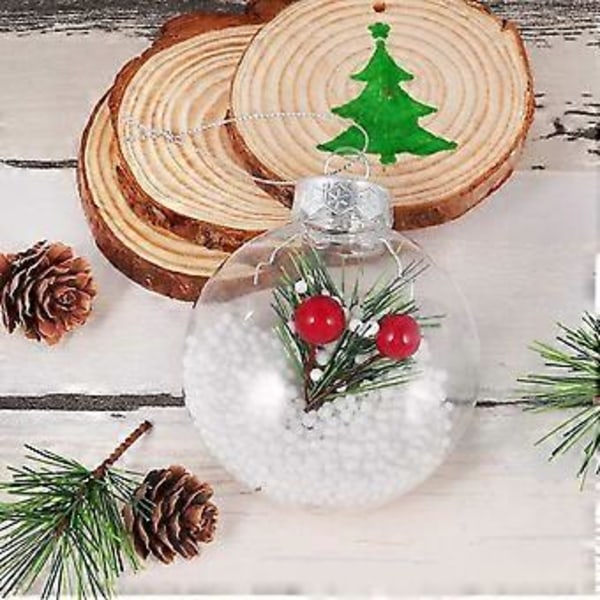 20 stk. Gennemsigtig Julekugle Tom DIY Kugledekorationer Juletræskugler