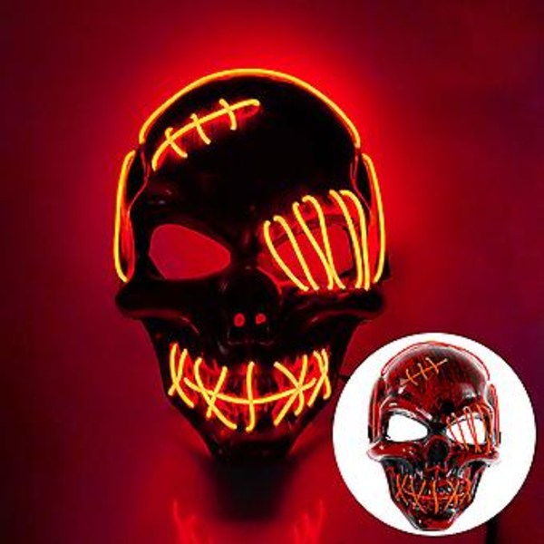 Yksi silmäinen hehkuva naamio Halloweeniin, hehkuva cosplay-tarvike, kauhumaskki neonvaloilla naamiaisiin ja cosplay-juhliin (sininen)