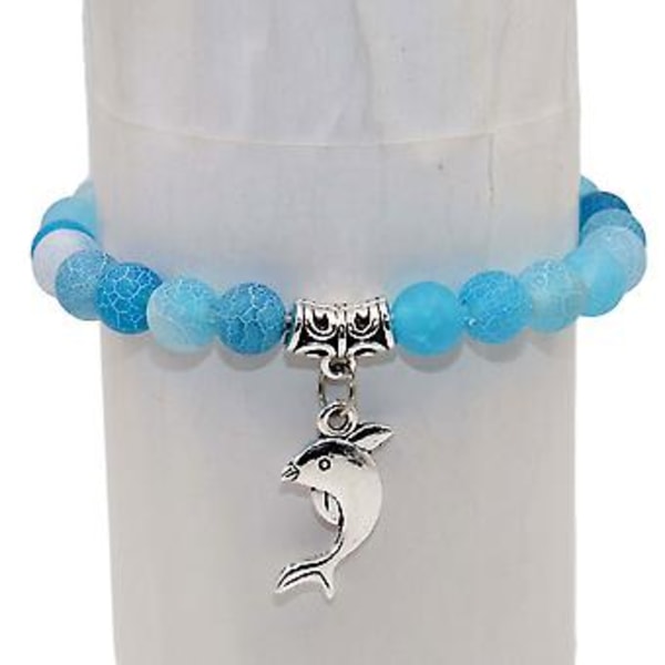 Engros Naturlige Steinperler Delfin Tigerøye Agater Mala Perler Armbånd Bangler Sjarmerende For Kvinner Menn Yoga Armbånd Femme Gave (Ametyst)