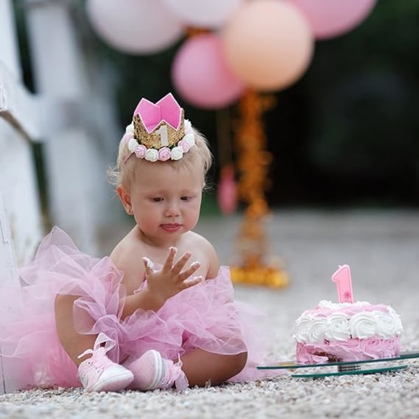 Birthday Crown Kid Paljetter Party Hattar med Numbers Hat för Birthd