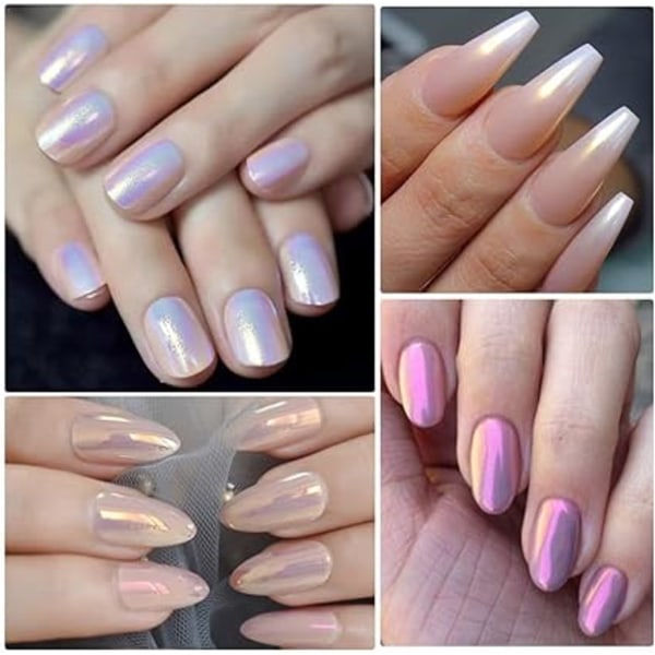 Neglepulver Perle Effekt Krom Neglepulver 6 Farver Negle Glitte