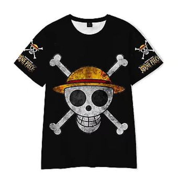 Kids Boys Girls ONE PIECE Luffy Print Short Sleeve T-shirt Cartoon Anime Summer Casual Tee Tops(8-9Years B)