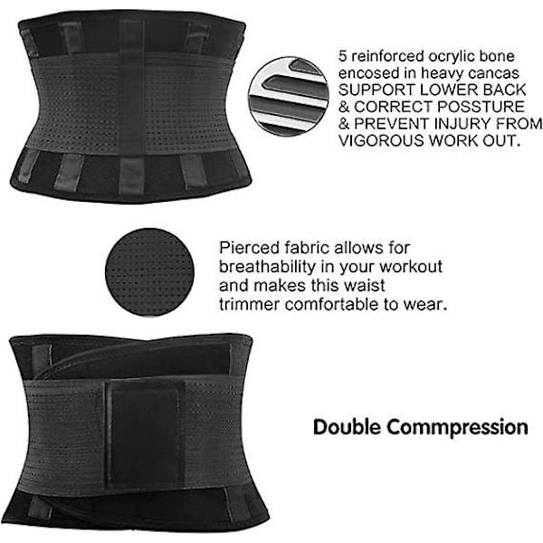 Midjetrenerbelte, ryggstøtte slankende body shaper-bånd, med dobbelt justerbar mage for trening, unisex (XL)