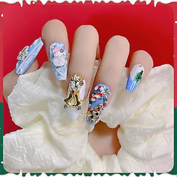 Nagelkonststenar Tillbehör Julnagelkonst Charm Hatt Snöflinga Nageldekoration (A2)