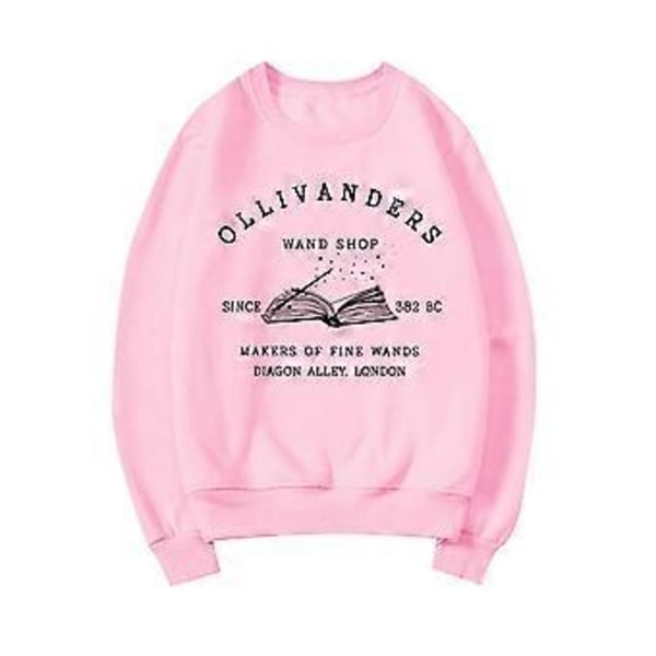 Wizard Book Shop Sweatshirt HP Sweater Magiske Troldmands Hættetrøjer Kvinder Langærmet Sweatshirts Bog Nerd Pullover Fans Gave Hættetrøje (L pink)