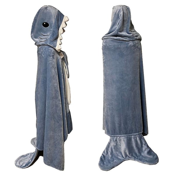 Cute Shark Sleeping Bag Shawl Cape Cozy Home Flannel Robe Versatile One-piece Blanket Shark Onesie Wearable Blanket For Office..