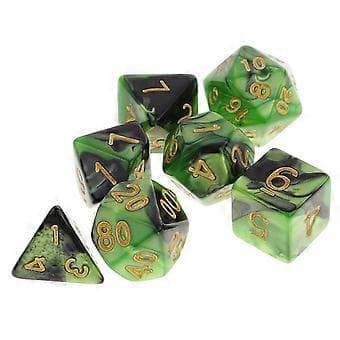 10x7 Stykker Polyhedriske Terninger til Dungeons and Dragons RPG Brætspil Grøn Sort
