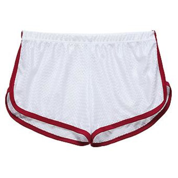 Män Underkläder Solid Färg U Konvex Låg Midja Elastisk Andningsbar Underbyxor Lös Mesh Boxers Kalsonger Casual Sport Shorts för inomhus (XL Svart)