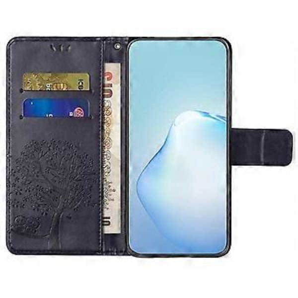 Til Motorola Moto G35 5G Etui PU Læder Ugle Træ Præget Pung Telefon Cover (Style B)