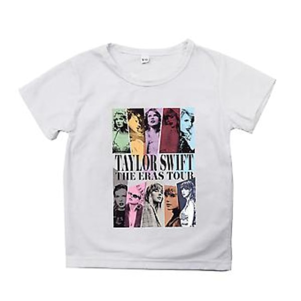 Taylor Swift The Eras Tour T-shirt Tryckt Kortärmad Rundhalsad Sommar Casual Tee Toppar för Flickor 6-10 År (6-7 År Vit)