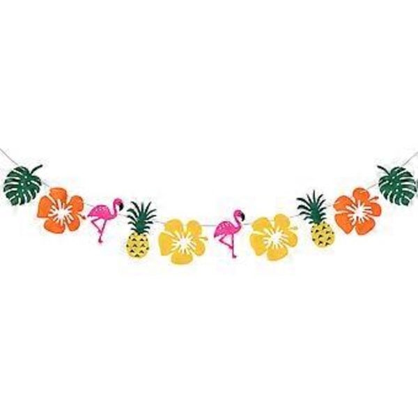 3 Meter Flamingo Vimpelrekke Banner Party Lang Filt Selva Grønt Tropisk Plante Girlander for Dekorasjoner