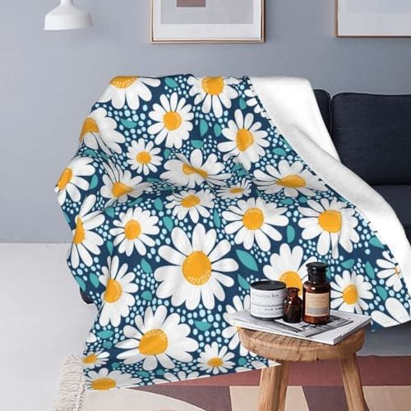 Daisy-peitto, flanellifleece, Daisy-kukkapeitto aikuisille ja lapsille, pehmeä, pörröinen, pehmopeitto, lämmin, kevyt