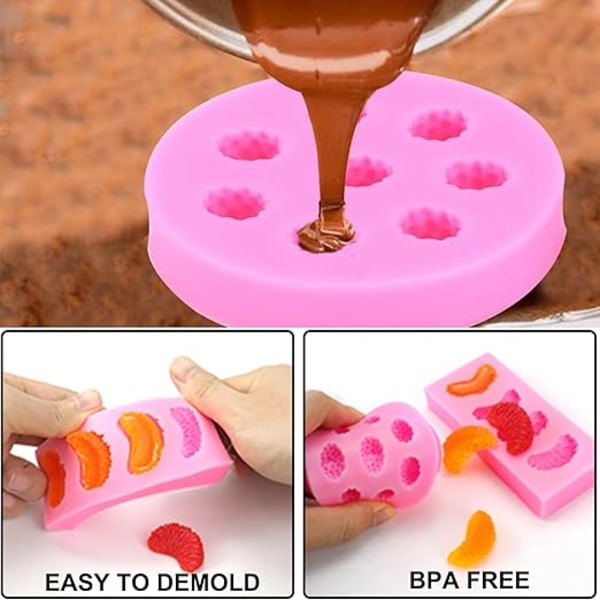 5 st Frukt Silikonformar Fondant Fruktformade Geléformar, 3D Mini