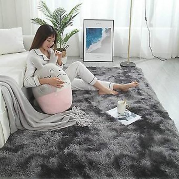Fong Blødt Moderne Indendørs Shaggy 4x6,6 Tæppe Til Soveværelse Stue Kollegieværelse Børneværelse Hjem Dekorativt, Skridsikker Pludselig Fluffy 2 x 4 Ft. Mørkegrå