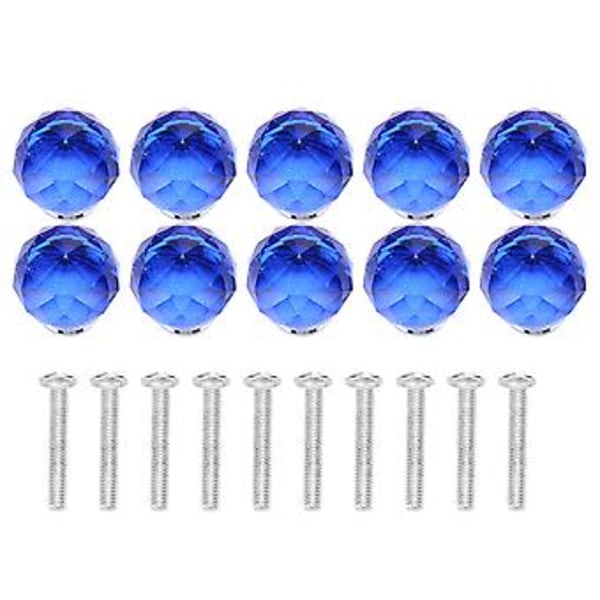 33mm Crystal Glass Round Shape Cabinet Knob Drawer Cupboard Furniture Pull Handle Blue