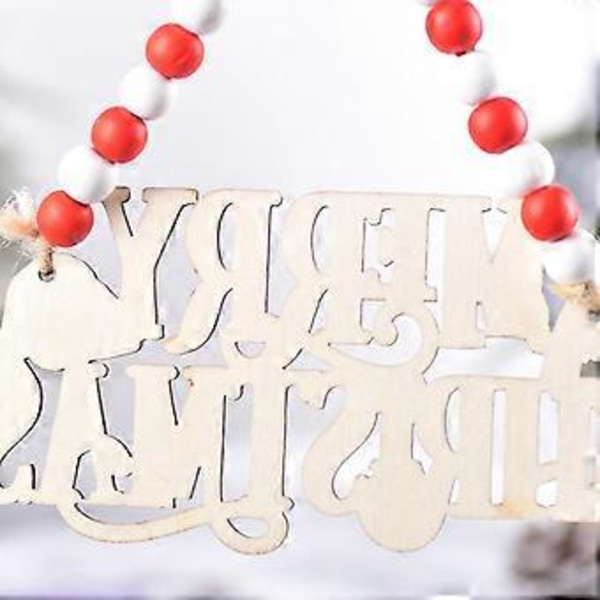Julepynt i treHengende skilt med treplankedesign
