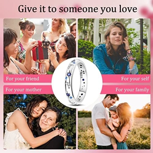 Ring för kvinnor tonårsflickor, månstjärnring stapelbar   Rings Set No Tarnish Simple Dainty Ladies Ring Personalized Cute C