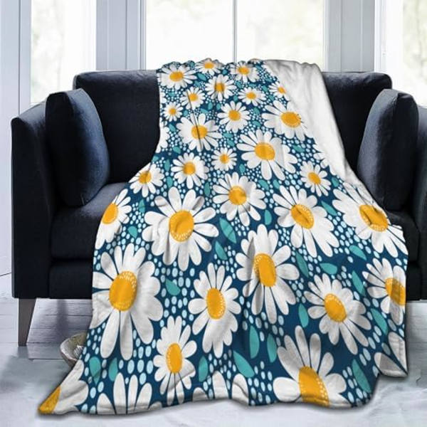 for Daisy Tæppe Flannel Fleece Daisy Blomst Tæpper til Voksne og Børn Blød Fuzzy Plys Tæppe Hyggelig Letvægts