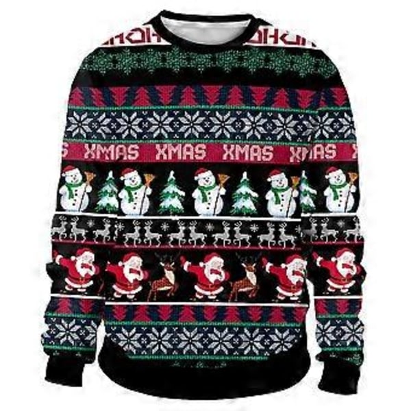 Julegenser med 3D-trykk for kvinner og menn, langermet, pullover, juletopper (M E)