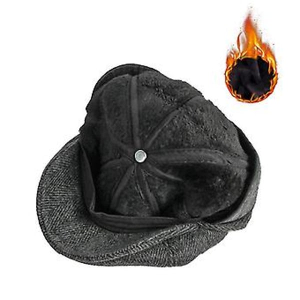 2022 Syksy Talvi Miesten Ruotokuvioinen Newsboy Lakki Naisten Lämpimät Korvasuojat Baretit Villainen Vintage Yksivärinen Maalarinhattu Isä Gorras A80 (Musta)