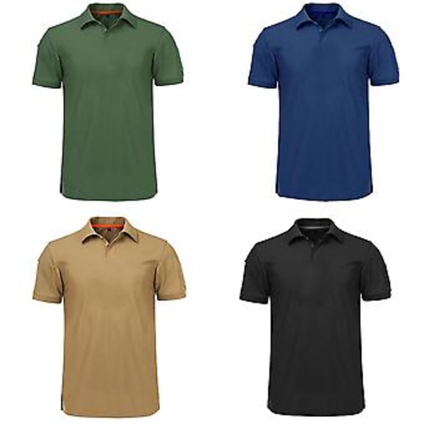 Fianao Herrarnas Sommar Casual Nedåtvänd Krage Kortärmad Armbandsknappar T-shirt Topp (XXL Grön)