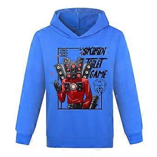 Skibidi Toalett Spel Tryckt 7-14 År Barn Pojkar Flickor Hoodies Jumper Långärmad Huvad Tröja Toppar Höst Vinter (11-12 År Blå)
