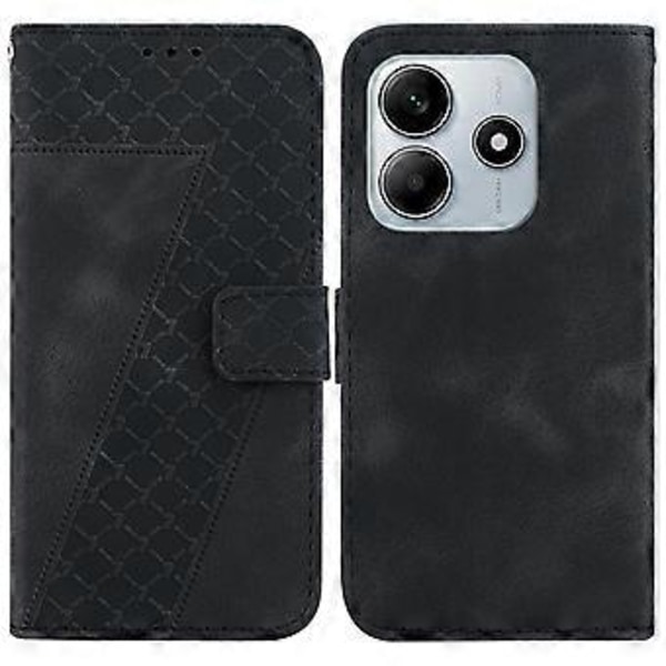 Stativfodral för Xiaomi Redmi Note 14 5G med 7-formad mönsterprägling Läder Telefonskal (Stil F)
