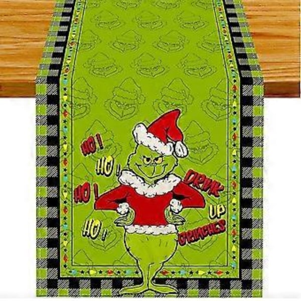 Jouluinen Grinch varasti pöytäliinan joulupöydän koristeluun -NMAOV( B)