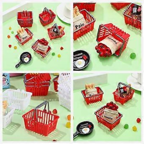 20 st Miniatyr Supermarknadskorgar Simulering Små Diverse Förvaringskorgar Modeller Leksaker Dockhus Ornament