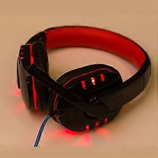 Stereo Gaming Headset Hodebøyle Hodetelefon USB 3.5mm LED Med Mikrofon For PC RD