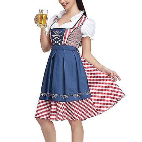 Ny Dame Tysk Oktoberfest Kostume Traditionel Bayersk Øl Fraulein Karneval Pigekjole Outfit (S Rød)