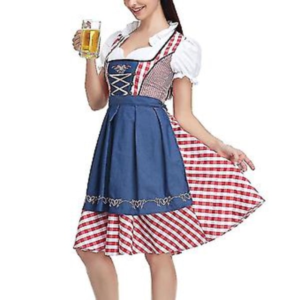 Uusi naisten saksalainen Oktoberfest-asu, perinteinen baijerilainen olut-Fraulein-karnevaali-palvelijan mekkoasu (M Punainen)