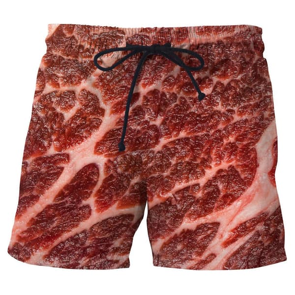 Pølsetrykk Herreshorts Bred Ben Elastisk Midje Snøring Mat Shorts.M.Rød