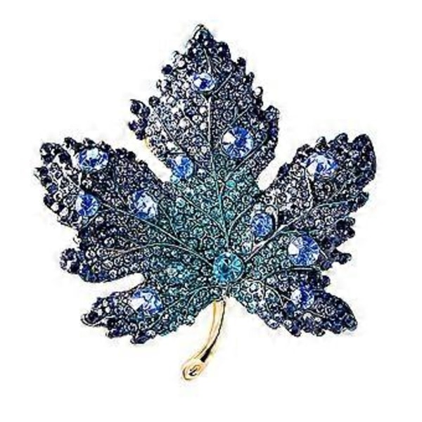 Kristall Lönnlöv Brosch för Kvinnor Flickor Dekorativ Brosch Mode Brosch Lapel Nål Kläder Hatt Väska Tillbehör (blå)
