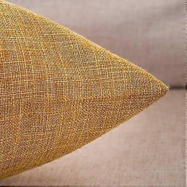 18in Bomulls Lin Ensfarget Putetrekk Sofa Midje Kaste Putetrekk Hjem Seng Dekor (Gul)